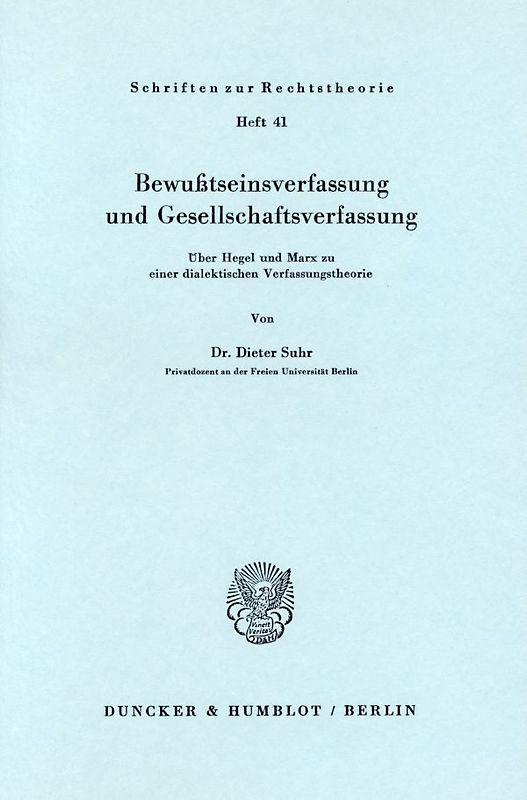 Bewußtseinsverfassung und Gesellschaftsverfassung.