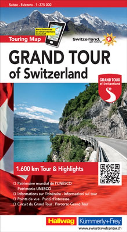 Hallwag Strassenkarte Grand Tour of Switzerland 1:275.000