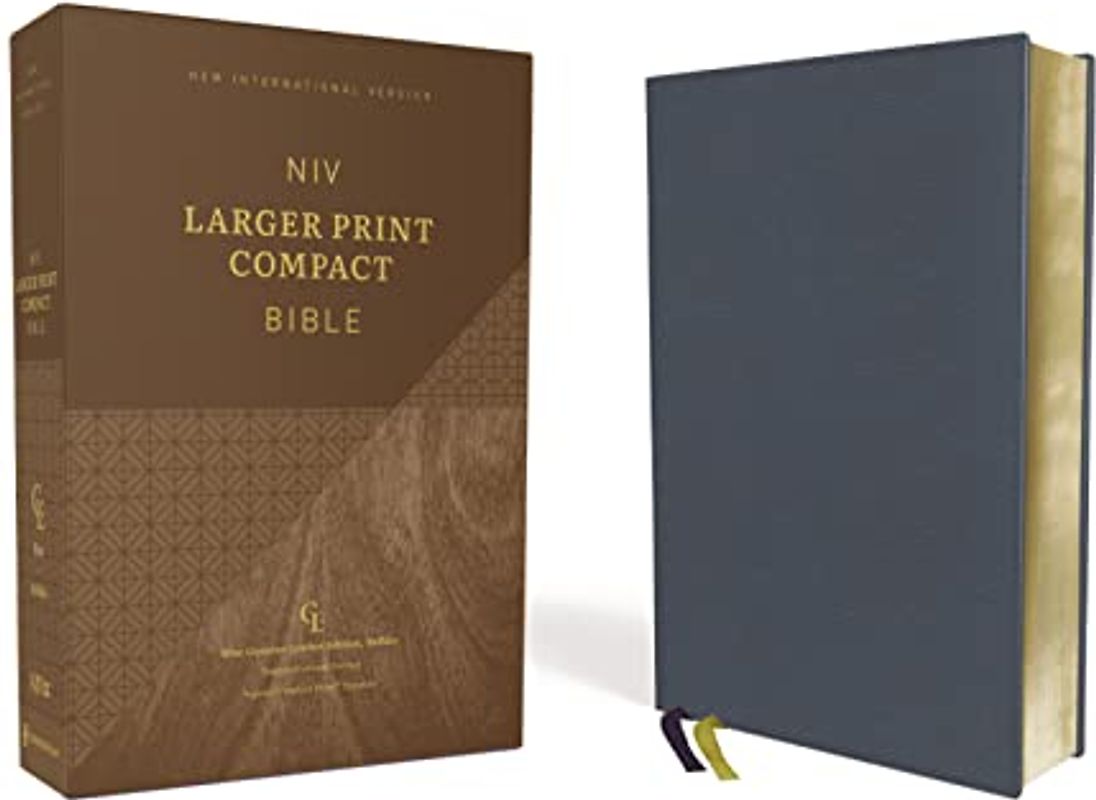 NIV, Larger Print Compact Bible, Genuine Leather, Buffalo, Blue, Red Letter, Comfort Print: New International Version, Genuine Leather, Buffalo, Blue