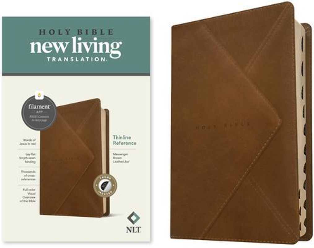 NLT Thinline Reference Bible, Filament Enabled (Leatherlike, Messenger Brown, Indexed, Red Letter)