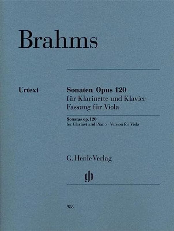 Sonaten Opus 120 für Klavier und Klarinette: Fassung für Viola (G. Henle Urtext-Ausgabe)