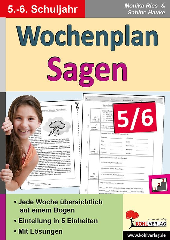 Wochenplan Sagen / Klasse 5-6