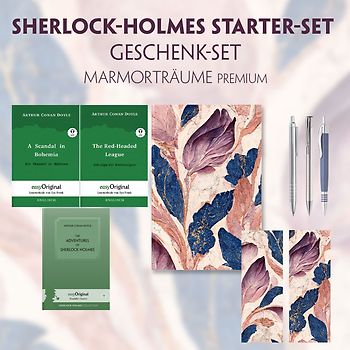 The Adventures of Sherlock Holmes Starter-Paket Geschenkset (mit Audio-Online) + Marmorträume Schreibset Premium