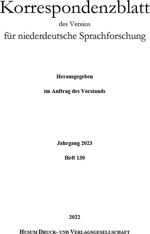 Korrespondenzblatt des Vereins für niederdeutsche Sprachforschung