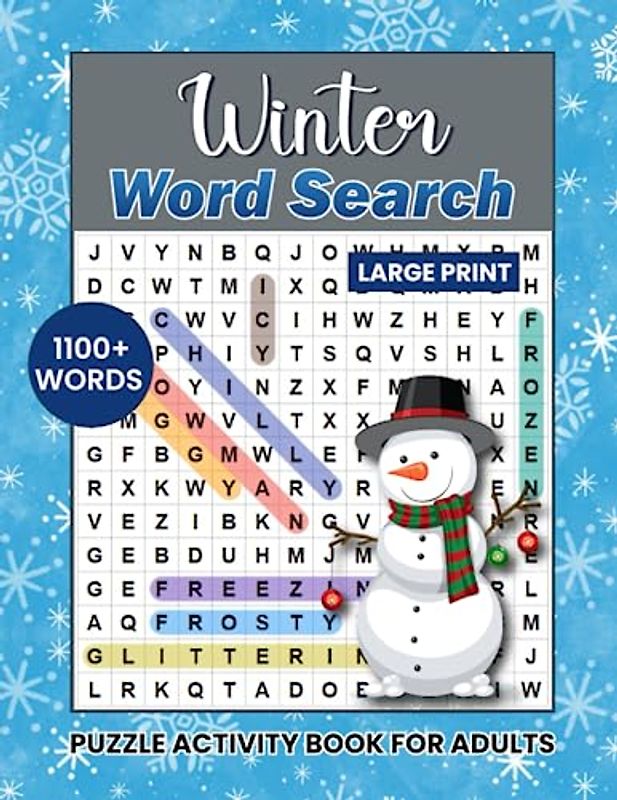 Large Print Winter Word Search: Relaxing Winter-Themed Wordfind Puzzle For Adults & Seniors To Keep Brain Active And Stress Relief