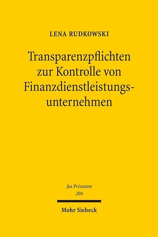 Transparenzpflichten zur Kontrolle von Finanzdienstleistungsunternehmen