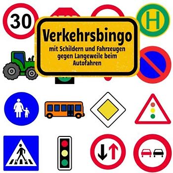 Verkehrsbingo: mit Schildern und Fahrzeugen gegen Langeweile beim Autofahren