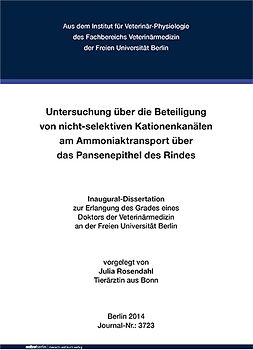 Untersuchung über die Beteiligung von nicht-selektiven Kationenkanälen am Ammoniaktransport über das Pansenepithel des Rindes