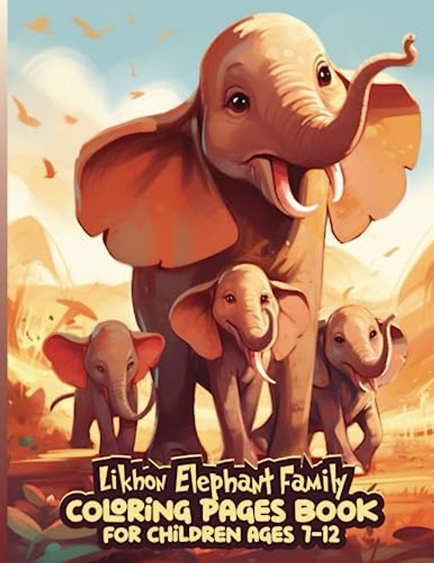 Likhon Elephant Family Coloring Pages Book for Children Ages 7-12