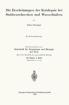 Die Erscheinungen der Katalepsie bei Stabheuschrecken und Wasserläufern