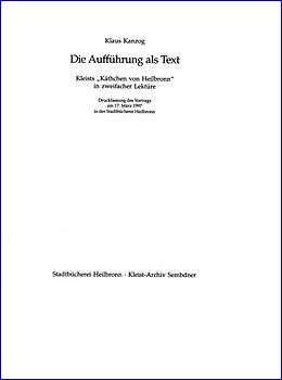 Die Aufführung als Text