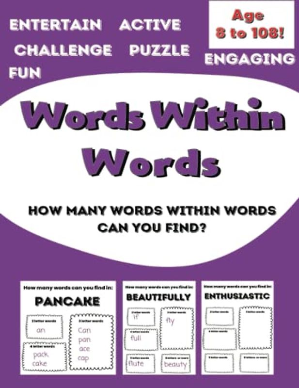 Words Within Words: A keep the brain active word fill book - large print puzzle book for adults and children 8