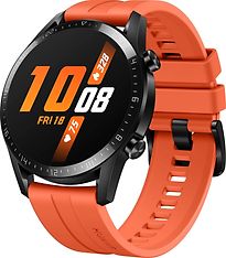 Image of Huawei Watch GT 2 46 mm zwart met siliconenarmband oranje (Refurbished)