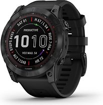 Image of Garmin Fenix 7X 51 mm zwart DLC titanium met zwarte polsband [wifi, Sapphire Solar Edition] (Refurbished)