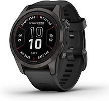 Garmin Fenix 7S Pro 42 mm gris carbone avec bracelet en silicone noir [Wi-Fi, Sapphire Solar Edition]