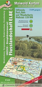 Elbetal West = Offizielle Rad-, Reit u. Wanderkarte - UNESCO - Biosphärenreservat Flusslandschaft Elbe - Karte West
