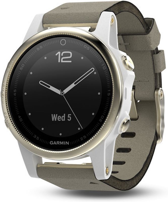 Garmin Fenix 5S 42 mm or au bracelet en daim gris [Wi-Fi, Saphir Edition]