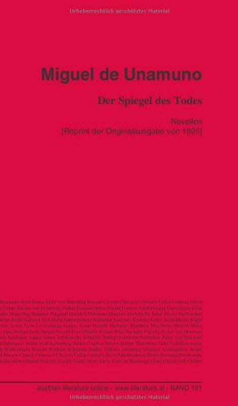 Der Spiegel des Todes: Novellen [Reprint der Originalausgabe von 1925] - Unamuno, Miguel de
