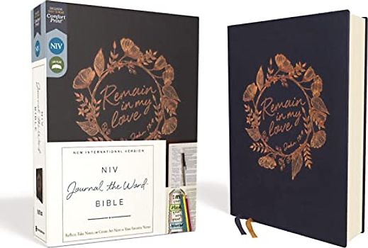 NIV, Journal the Word Bible, Cloth over Board, Navy, Red Letter, Comfort Print: Reflect, Take Notes, or Create Art Next to Your Favorite Verses