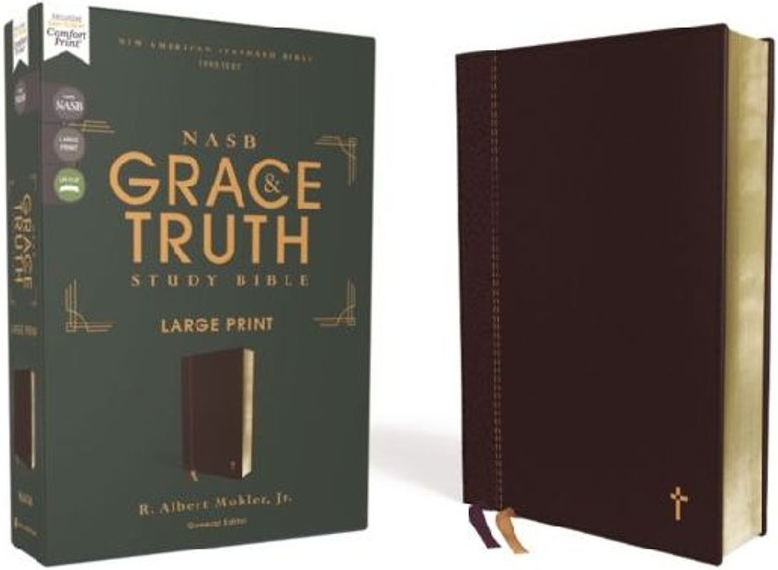 Nasb, the Grace and Truth Study Bible (Trustworthy and Practical Insights), Large Print, Leathersoft, Maroon, Red Letter, 1995 Text, Comfort Print