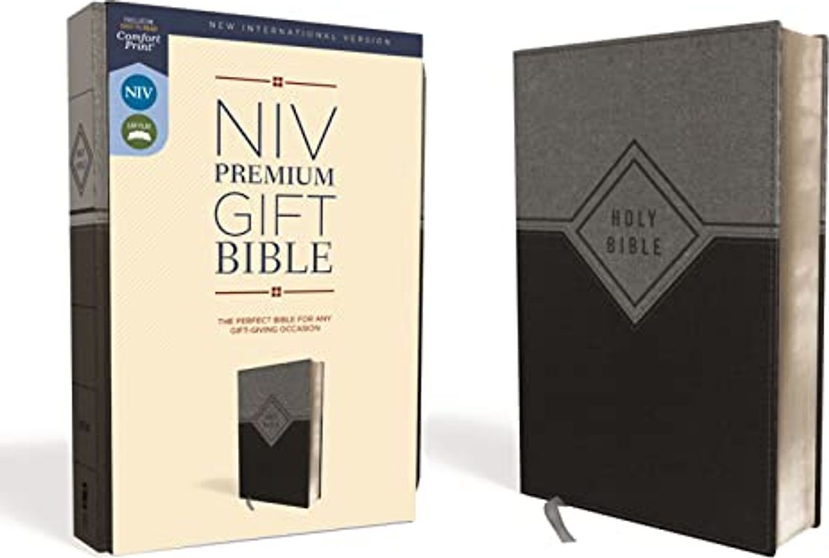 Niv, Premium Gift Bible, Leathersoft, Black/Gray, Red Letter Edition, Comfort Print
