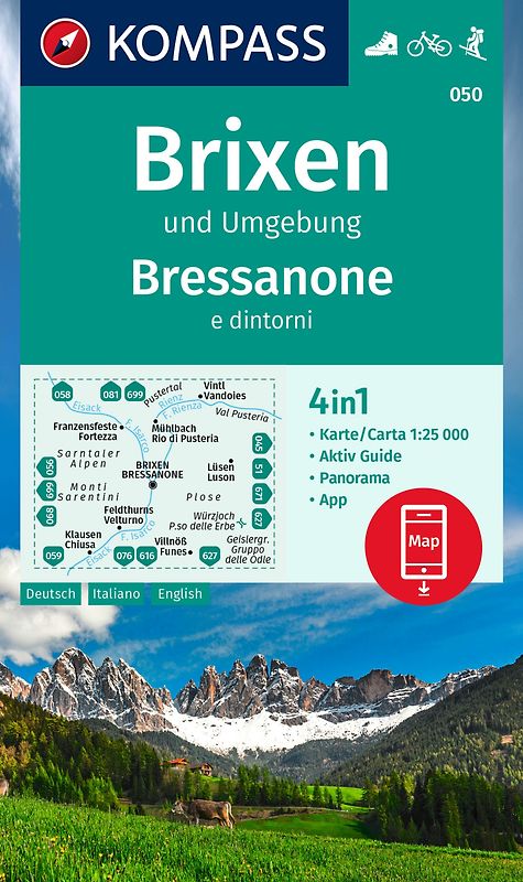 KOMPASS Wanderkarte 050 Brixen und Umgebung / Bressanone e dintorni 1:25.000