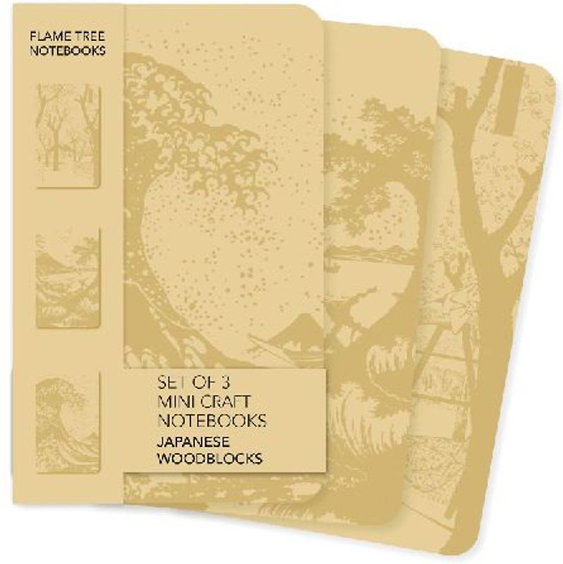 Japanese Woodblocks Set of 3 Mini Craft Notebooks