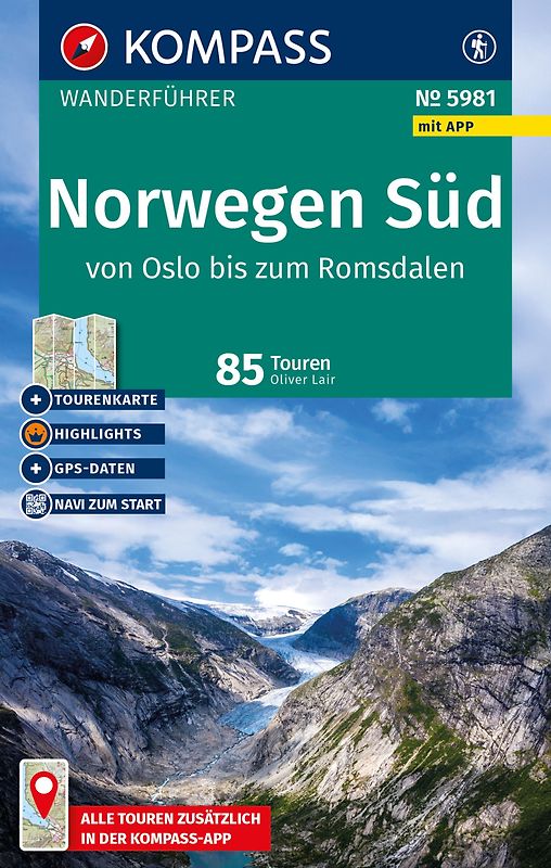 KOMPASS Wanderführer Norwegen Süd, von Oslo bis zum Romsdalen, 85 Touren mit Extra-Tourenkarte
