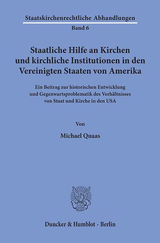 Staatliche Hilfe an Kirchen und kirchliche Institutionen in den Vereinigten Staaten von Amerika.