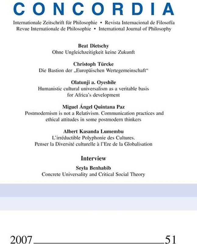 Concordia - Internationale Zeitschrift für Philosophie Heft 51
