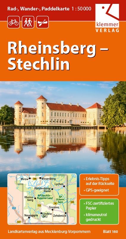 Rad-, Wander und Paddelkarte Rheinsberg - Stechlin