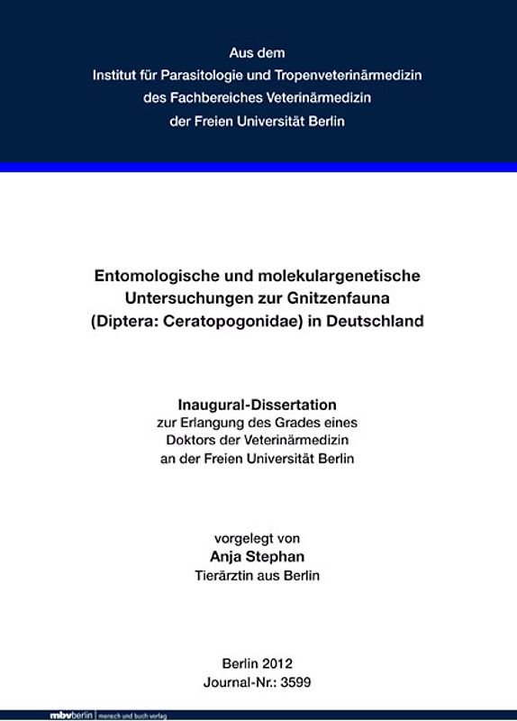 Entomologische und molekulargenetische Untersuchungen zur Gnitzenfauna (Diptera: Ceratopogonidae) in Deutschland
