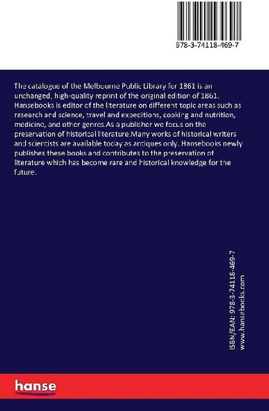 The catalogue of the Melbourne Public Library for 1861