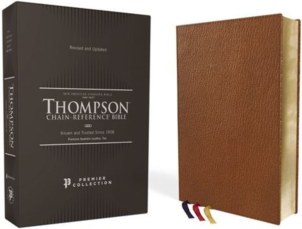 Nasb, Thompson Chain-Reference Bible, Premium Goatskin Leather, Premier Collection, Tan, 1995 Text, Black Letter, Art Gilded Edges, Comfort Print