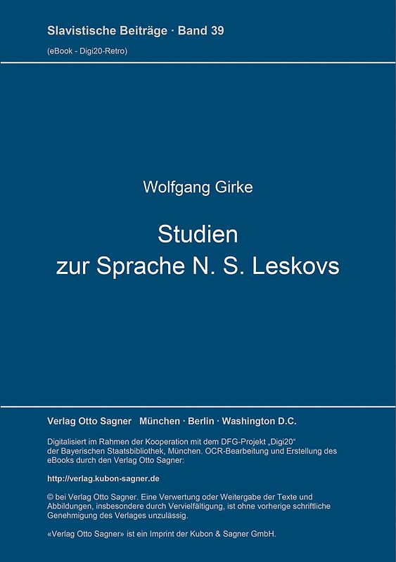 Studien zur Sprache N. S. Leskovs