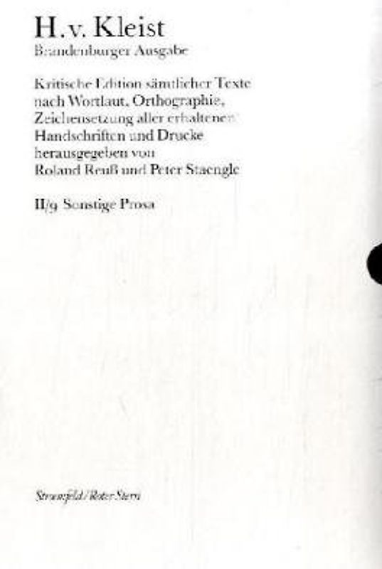 Sämtliche Werke. Brandenburger Ausgabe / BKA II/9 Sonstige Prosa