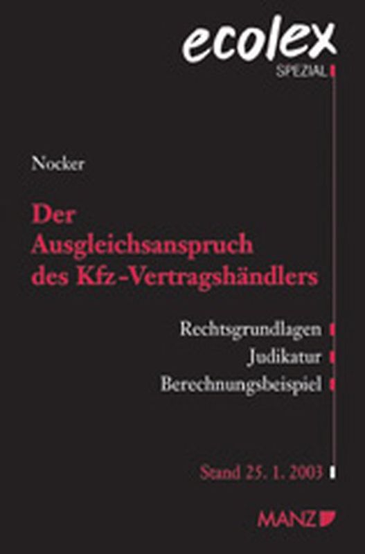 Der Ausgleichsanspruch des Kfz-Vertragshändlers