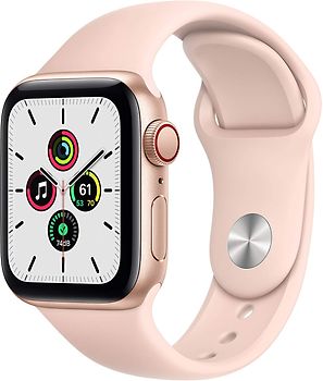 Apple Watch SE 40 mm Caja de aluminio en oro - Correa deportiva rosa arena [Wifi + Cellular]
