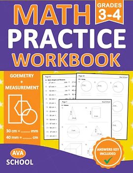 Geometry & Measurement Math Practice Workbook For Grades 3-4: Area, Perimeter, Volume, Number of Cubes, Lines, angles, circles | U.S Weight and ... | For Kids Ages 8-10 - With Answers