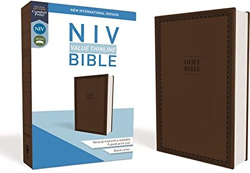 NIV, Value Thinline Bible, Imitation Leather, Brown