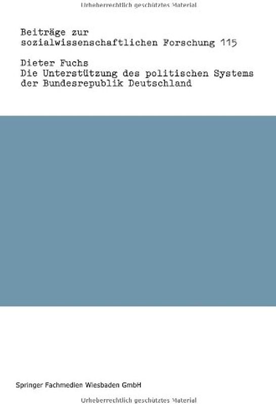 Die Unterstützung des politischen Systems der Bundesrepublik Deutschland