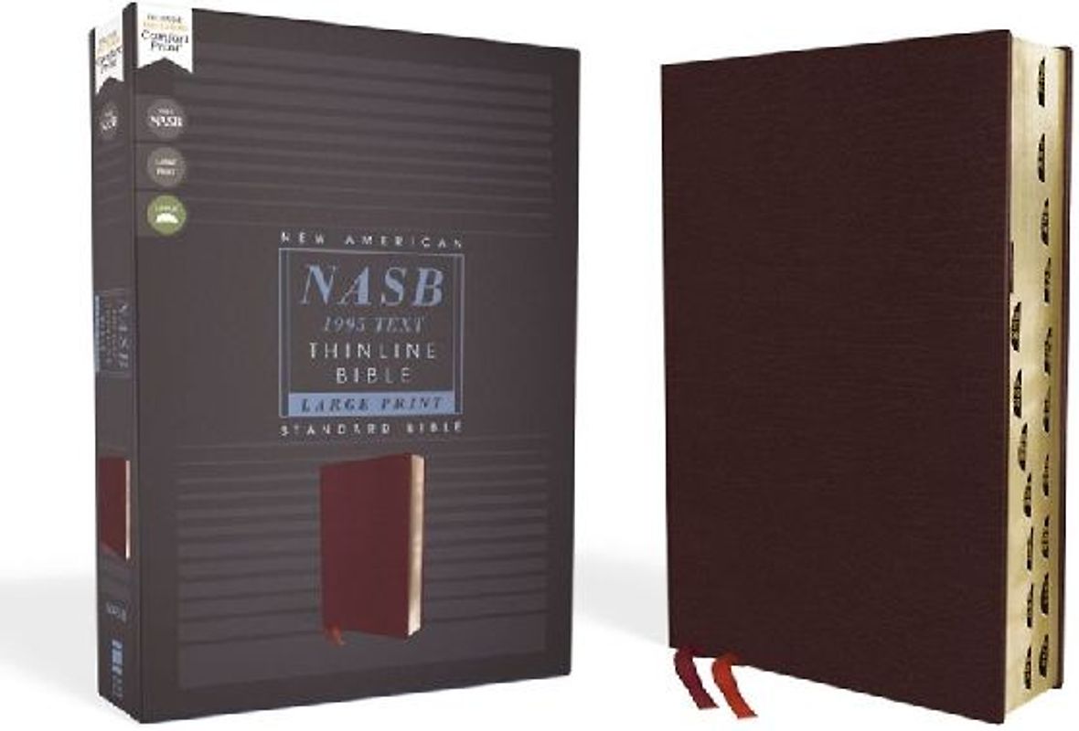 Nasb, Thinline Bible, Large Print, Bonded Leather, Burgundy, Red Letter Edition, 1995 Text, Thumb Indexed, Comfort Print