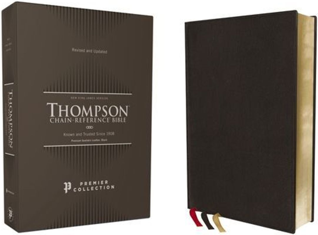 Nkjv, Thompson Chain-Reference Bible, Premium Goatskin Leather, Black, Premier Collection, Black Letter, Art Gilded Edges, Comfort Print