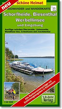 Radwander- und Wanderkarte Schorfheide, Eberswalde, Biesenthal, Werbellinsee und Umgebung