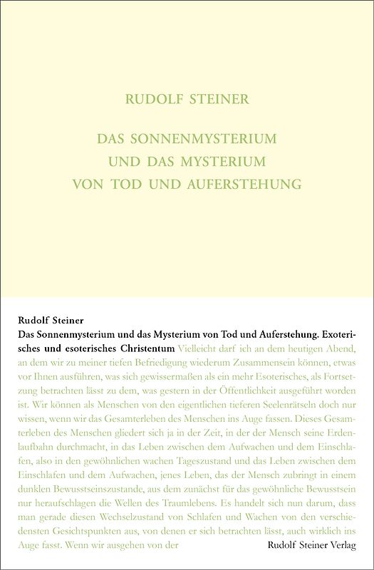 Das Sonnenmysterium und das Mysterium von Tod und Auferstehung