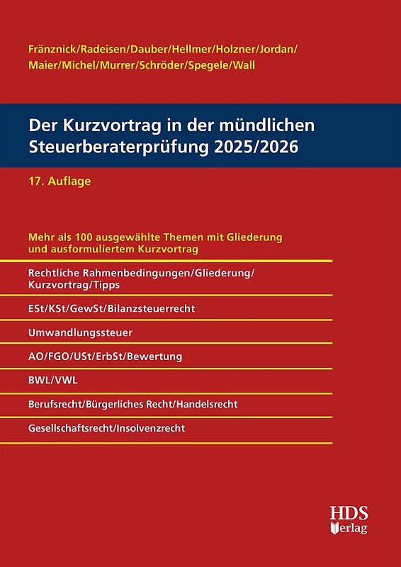 Der Kurzvortrag in der mündlichen Steuerberaterprüfung 2025/2026