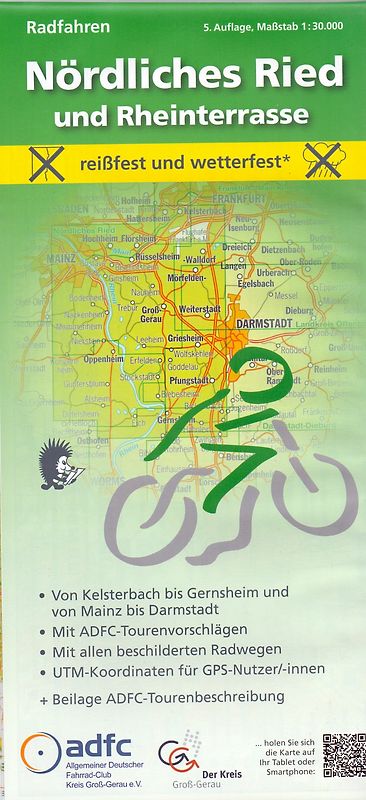 Radwanderkarte - Radfahren - Nördliches Ried und Rheinterrasse