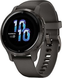 Garmin Venu 2S 40 mm slate rand van roestvrij staal met graphite behuizing en siliconenbandje [wifi]