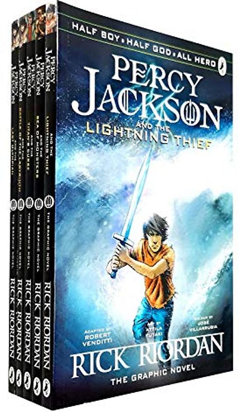 Percy Jackson Graphic Novels 1-5 Books Collection Set (The Lightning Thief, Sea of Monsters, Titan's Curse, The Battle of the Labyrinth, The Last Olympian)