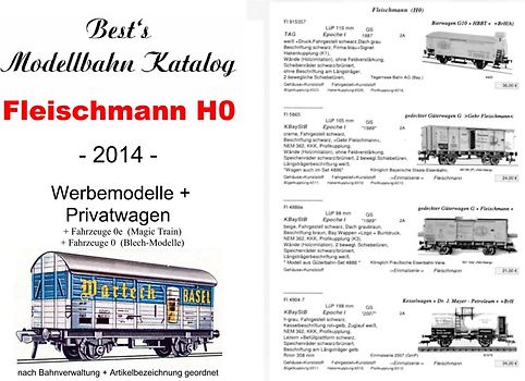 Best`s Modellbahn Katalog Roco H0 Werbemodelle + 0e + Spur 0 - 2014